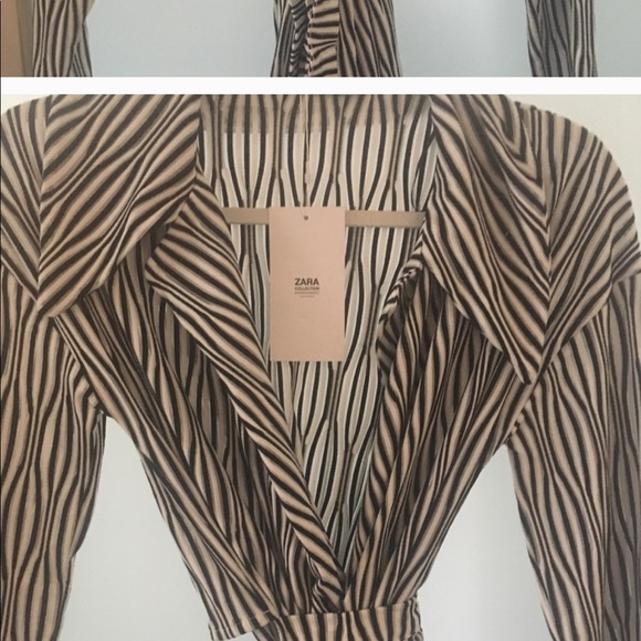 Zara black and white printed wrap dress NWT - Picture 3 of 3